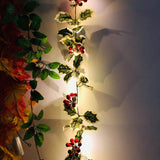Christmas Red Fruit Rattan String Lights for Window & Patio – Perfect Party Decoration for Christmas and Thanksgiving