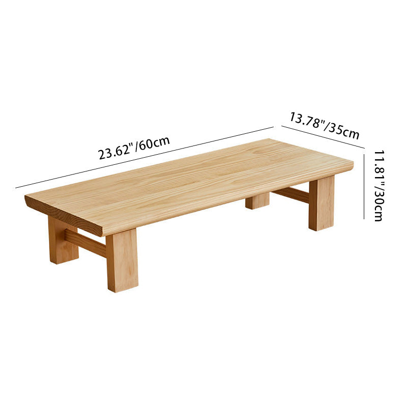 Traditional Japanese Rectangular Solid Wood Coffee Table with Four Sturdy Legs for the Living Room