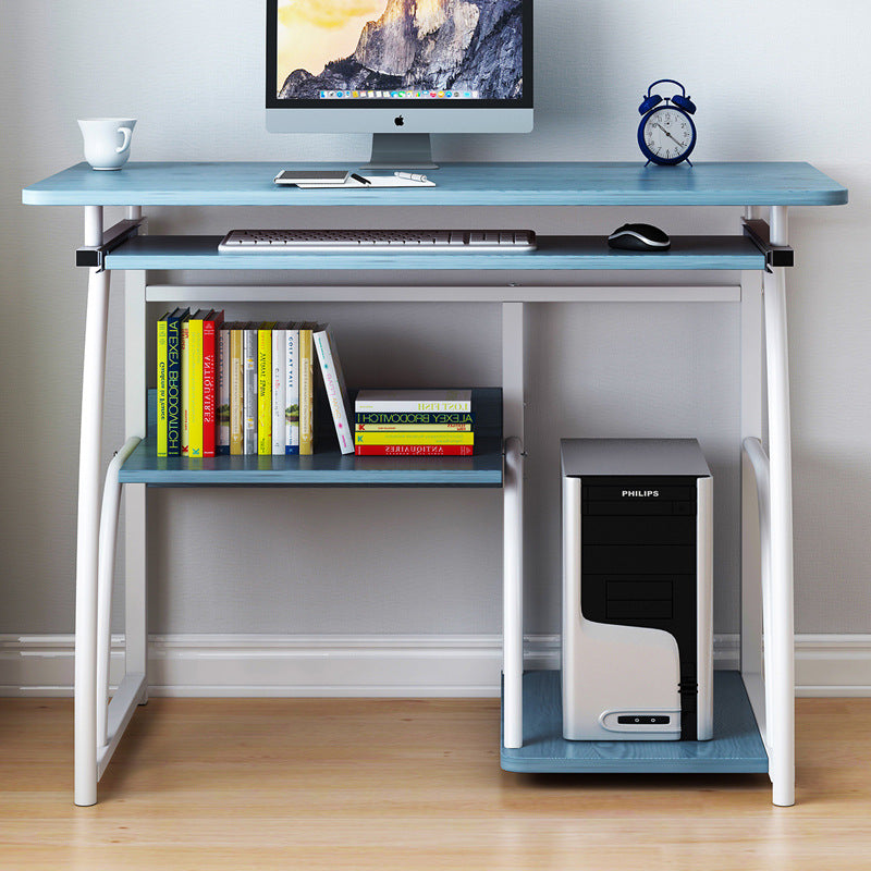Sleek Modern Minimalist Rectangular Iron Desk with 3-Tier Density Board for Home Office