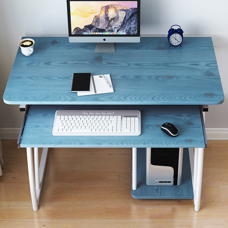 Sleek Modern Minimalist Rectangular Iron Desk with 3-Tier Density Board for Home Office
