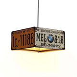 Retro Metal License Plate 3-Light Chandelier - Creative Vintage Style