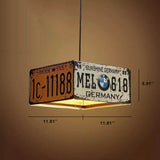 Retro Metal License Plate 3-Light Chandelier - Creative Vintage Style