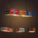 Retro Metal License Plate 3-Light Chandelier - Creative Vintage Style