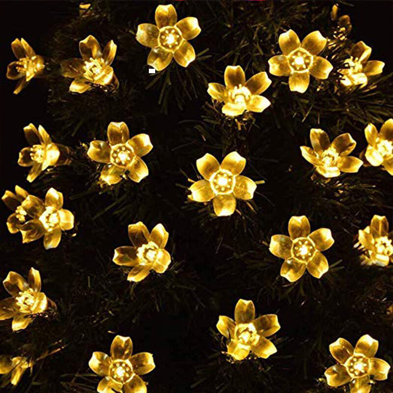 Solar-Powered LED Sakura Fairy Lights – Waterproof Outdoor Garden String Lights