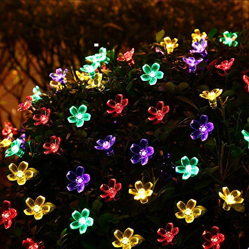 Solar-Powered LED Sakura Fairy Lights – Waterproof Outdoor Garden String Lights