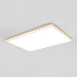 Nordic Solid Wood LED Flush-Mount Ceiling Light — Minimalist Square/Rectangular Design