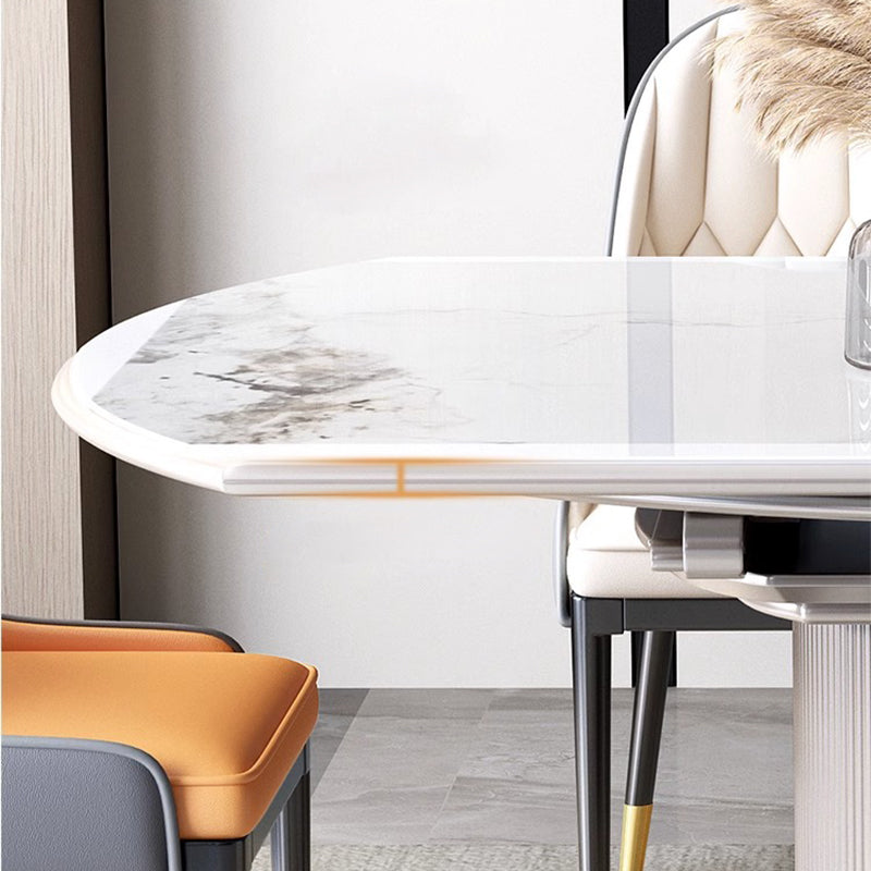 Nordic Contemporary Elliptical Wood-Glass Dining Table with 4-Chair Set