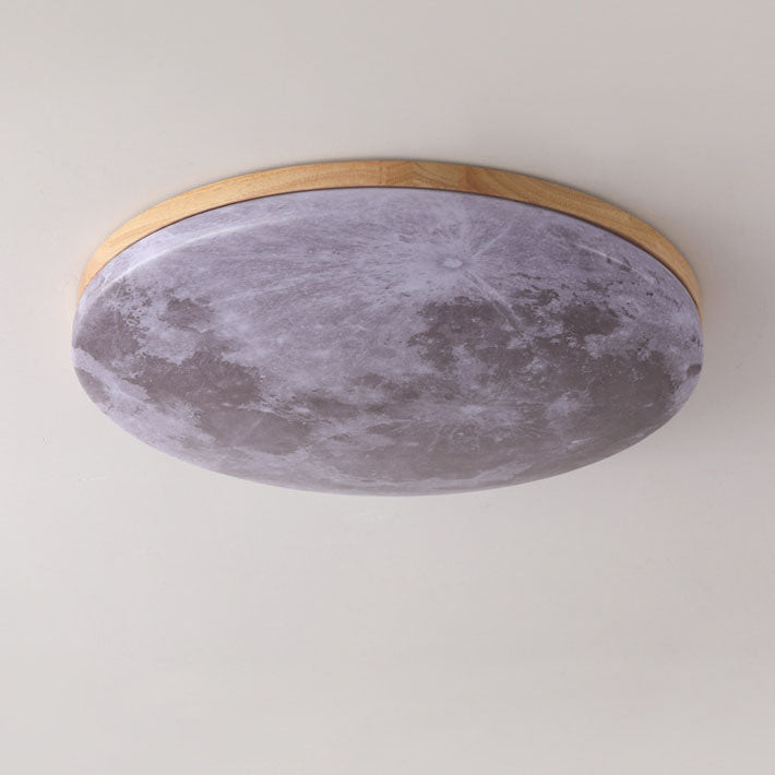 Nordic Minimalist Moon-Round LED Flush-Mount Ceiling Light with PVC Diffuser