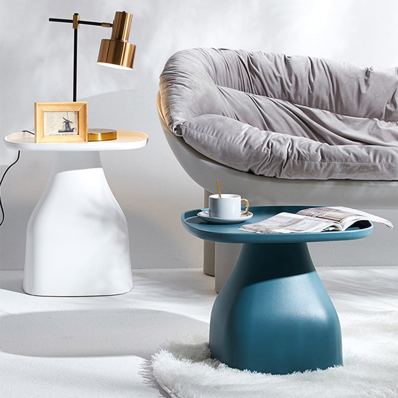 Modern Scandinavian Round Plastic Coffee Table with Sleek Column Base for Living Room