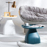 Modern Scandinavian Round Plastic Coffee Table with Sleek Column Base for Living Room