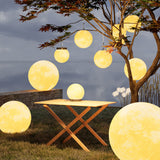 Nordic Contemporary Solar Moon LED Pendant Light – Waterproof Round PE Resin Outdoor Patio Lighting