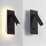 Nordic Minimalist Square LED Reading Wall Sconce with Rotatable Spotlight