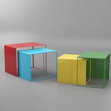 Sleek Modern Minimalist Square Iron Nesting Side Table for Living Room