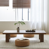 Traditional Japanese Rectangular Solid Wood Coffee Table with Four Sturdy Legs for the Living Room