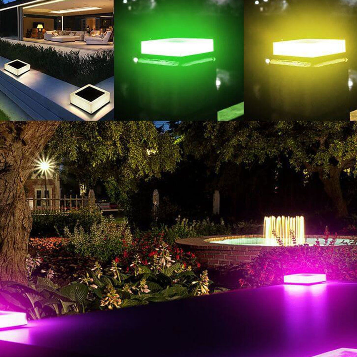Modern Solar RGB Square Post Head Light for Outdoor Garden & Landscape Lighting