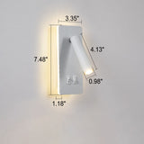 Nordic Minimalist Square LED Reading Wall Sconce with Rotatable Spotlight