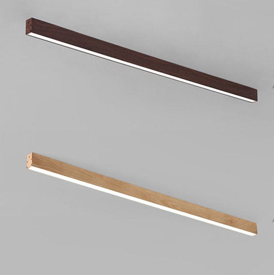 Sleek Modern Minimalist Wood-Grain Aluminum LED Flush-Mount Ceiling Light
