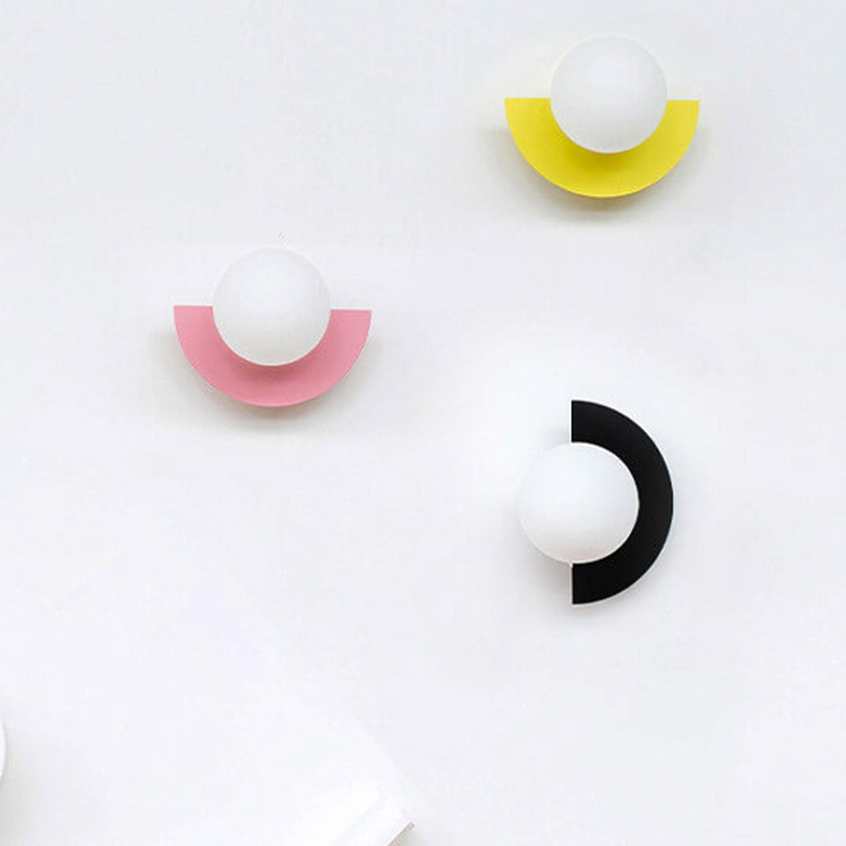 Modern Minimalist Glass Sphere Wall Sconce Lamp with Colorful Semicircle Design - 1-Light