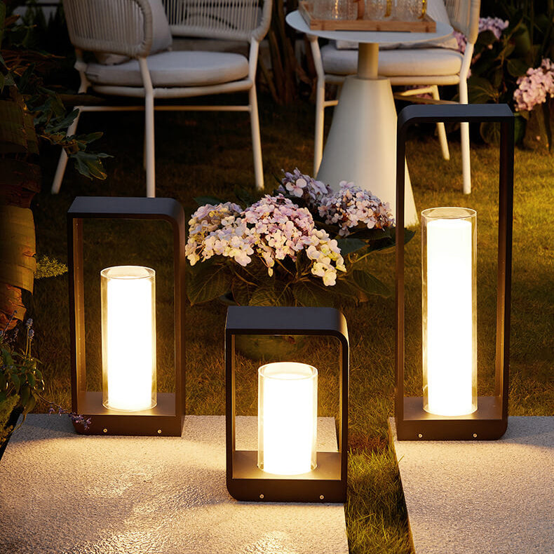 Modern Minimalist Square-Frame LED Landscape Light - Waterproof Stainless Steel & Acrylic for Outdoor Patio & Lawn