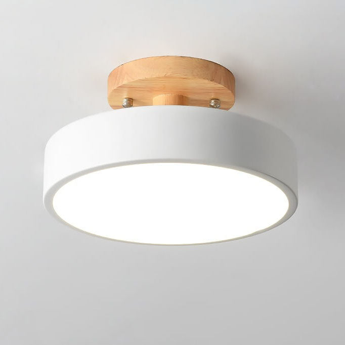 Nordic Round Log LED Ceiling Light - Semi-Flush Mount, Modern Nordic Design