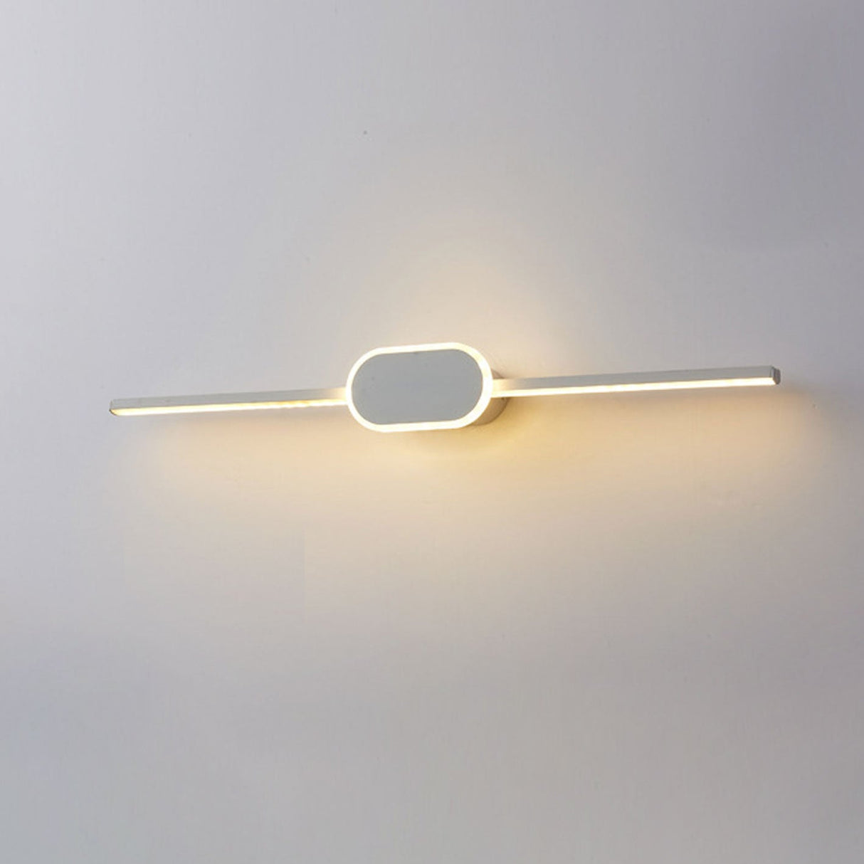Sleek Modern Minimalist Long-Strip Oval-Base Vanity LED Wall Sconce Lamp