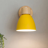 Modern Minimalist 1-Light Wall Sconce Lamp in Solid Macaron Color with Iron & Wood Finish