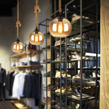 Retro Rope-Hung Glass Globe Pendant Light, 1-Light