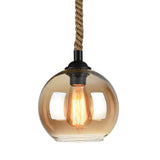 Retro Rope-Hung Glass Globe Pendant Light, 1-Light