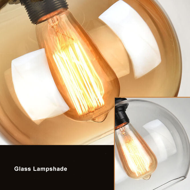 Retro Rope-Hung Glass Globe Pendant Light, 1-Light