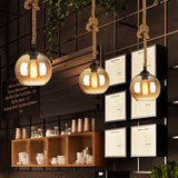 Retro Rope-Hung Glass Globe Pendant Light, 1-Light