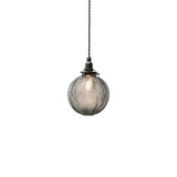 Retro Lotus-Textured Glass Globe Pendant Light, 1-Light