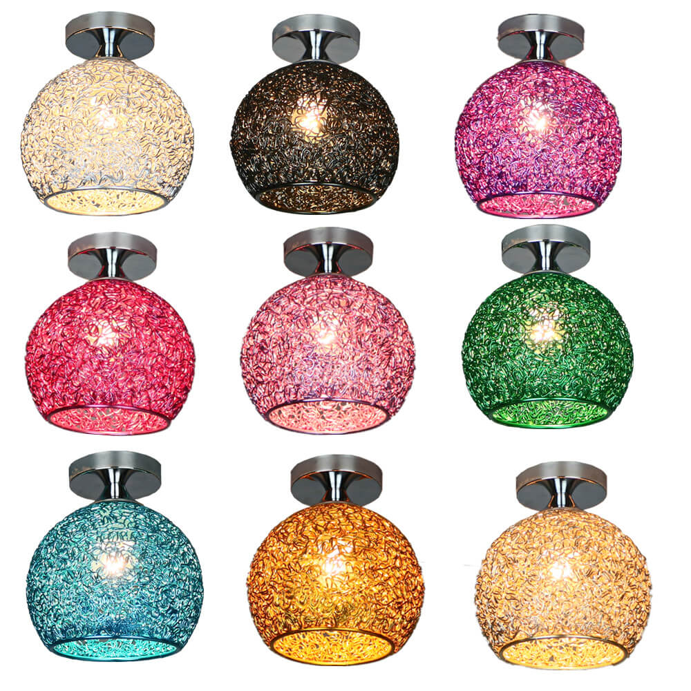 Modern Colorful 1-Light Dome Semi-Flush Ceiling Light