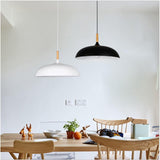 Modern Metal and Wood Dome Pendant Light — 1-Light, Wooden Top