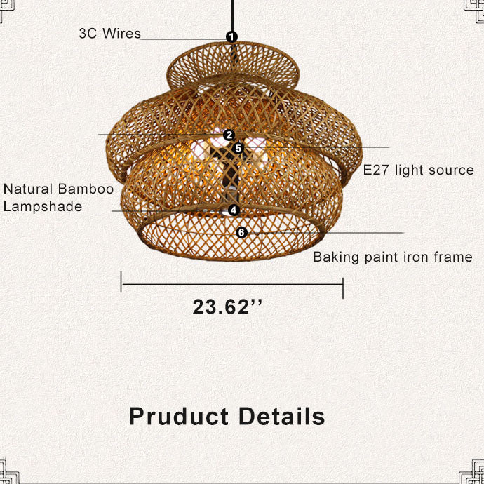 Retro Rattan Weaving 3-Tier Chandelier – 4- or 6-Light Fixture