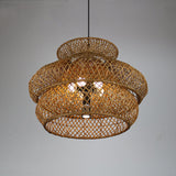 Retro Rattan Weaving 3-Tier Chandelier – 4- or 6-Light Fixture
