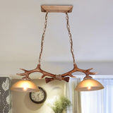 Vintage Resin Antler Chandelier with Glass Bowl Shade – 2-Light Fixture