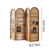 Contemporary Retro Rattan Corner Shelf Unit in Ash Wood Finish – Movable, Foldable 2/3/4-Panel Room Divider with Storage Shelves for Living Room