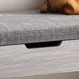 Modern Minimalist 3-Tier Shoe Storage Rack — Rectangular Design, Fabric & PU Leather Upholstery with Wood Frame for Entryways