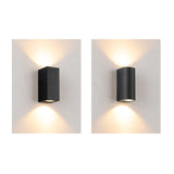 Sleek Modern Outdoor 2‑Light Wall Sconce with Glass Cylinder Shade — Waterproof Aluminum Lamp