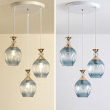 Nordic Gradient Glass Orb Three-Light Island Chandelier