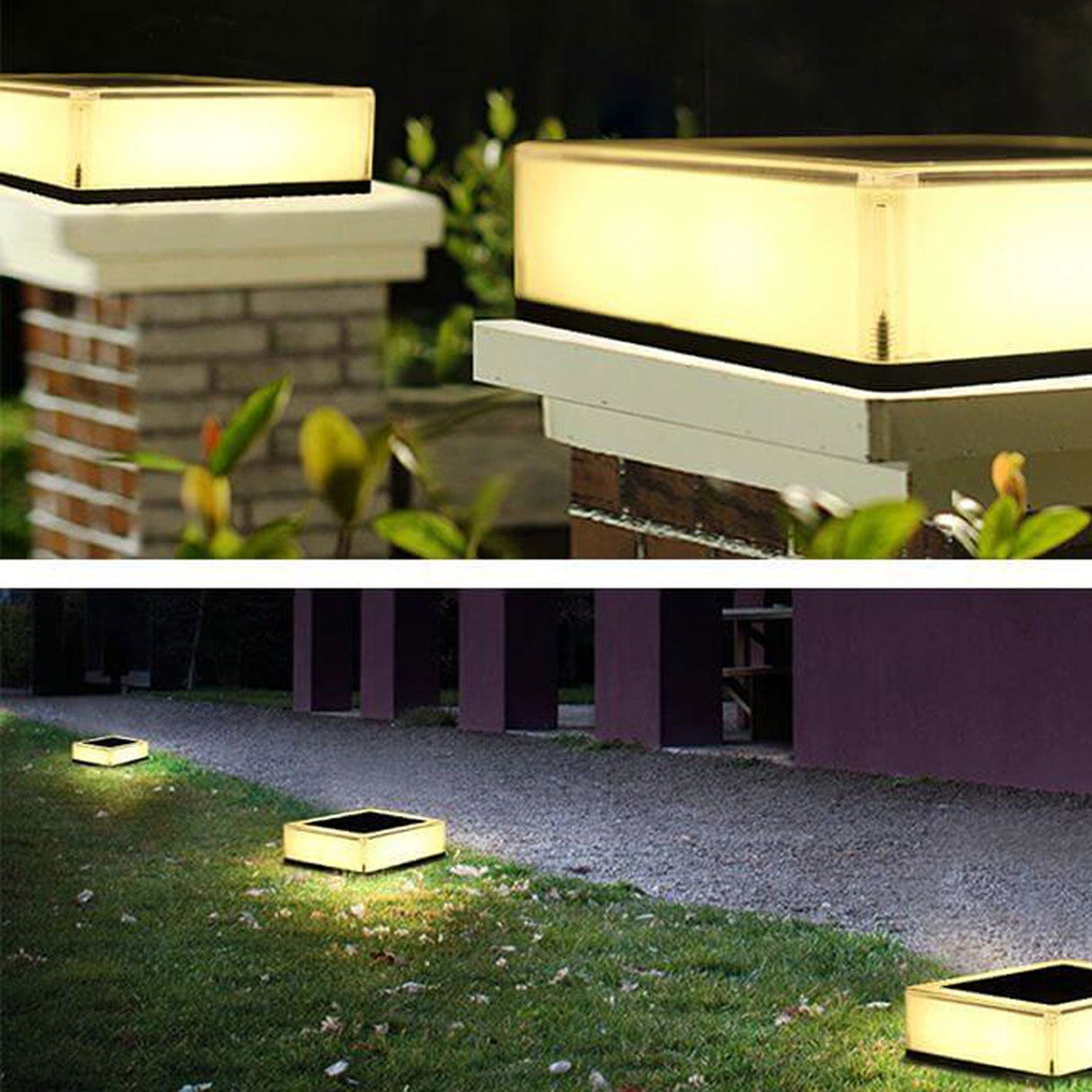 Modern Solar RGB Square Post Head Light for Outdoor Garden & Landscape Lighting