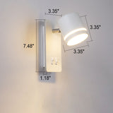 Nordic Minimalist Square LED Reading Wall Sconce with Rotatable Spotlight