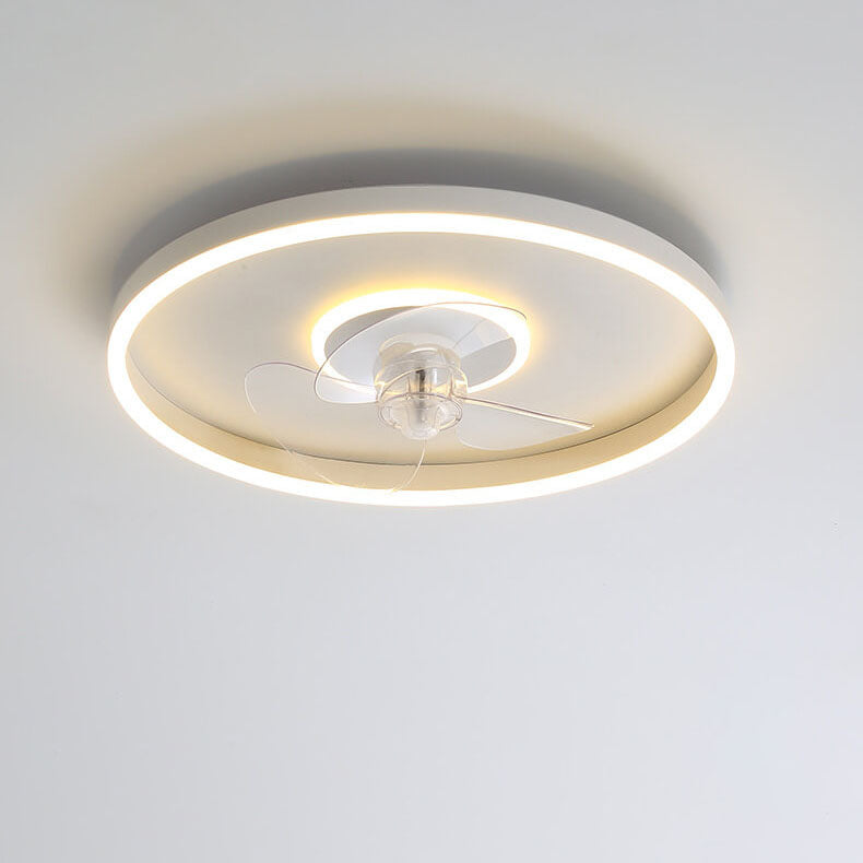 Nordic Minimalist Round Hidden-LED Flush-Mount Ceiling Fan Light