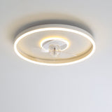 Nordic Minimalist Round Hidden-LED Flush-Mount Ceiling Fan Light