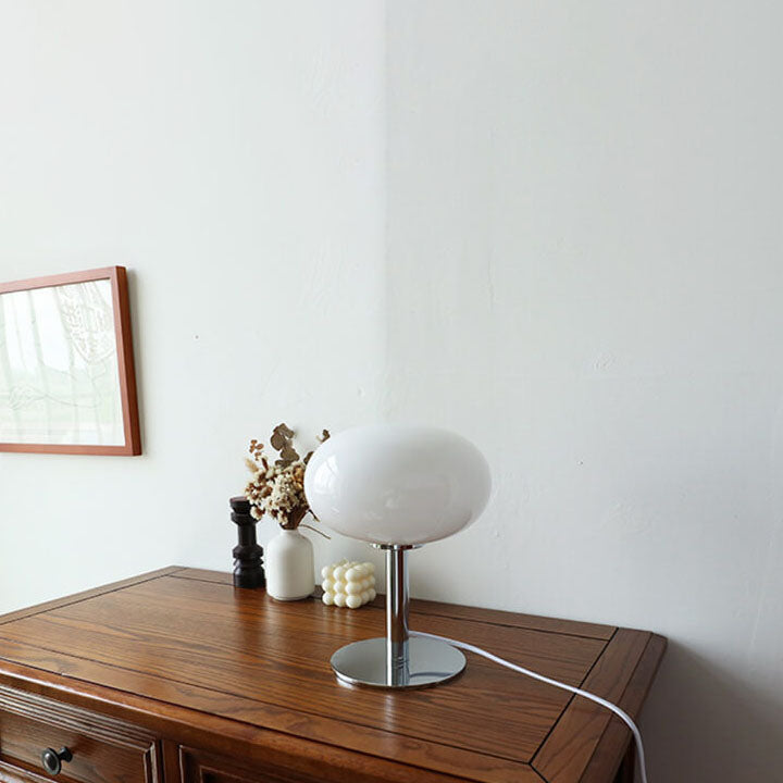Elegant Nordic Vintage Cream Round Glass 1-Light Table Lamp