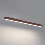 Sleek Modern Minimalist Wood-Grain Aluminum LED Flush-Mount Ceiling Light