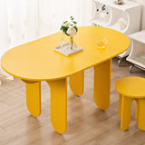 Sleek Modern Minimalist Oval Density-Plate Dining Table & Chair Set for Dining Room