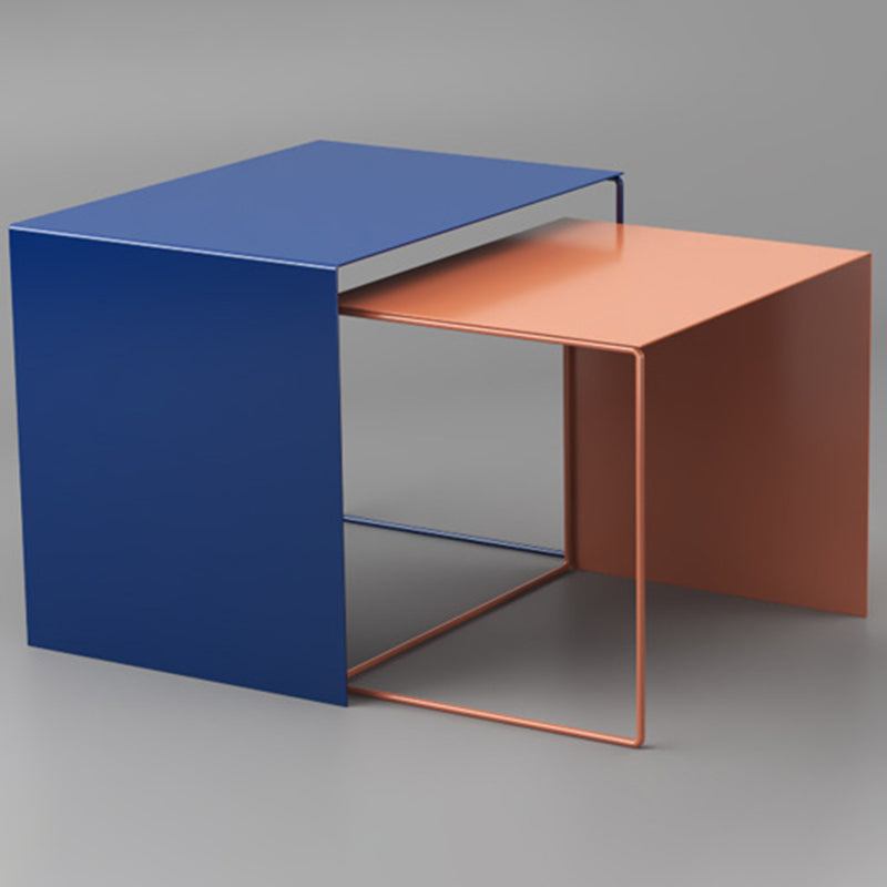 Sleek Modern Minimalist Square Iron Nesting Side Table for Living Room