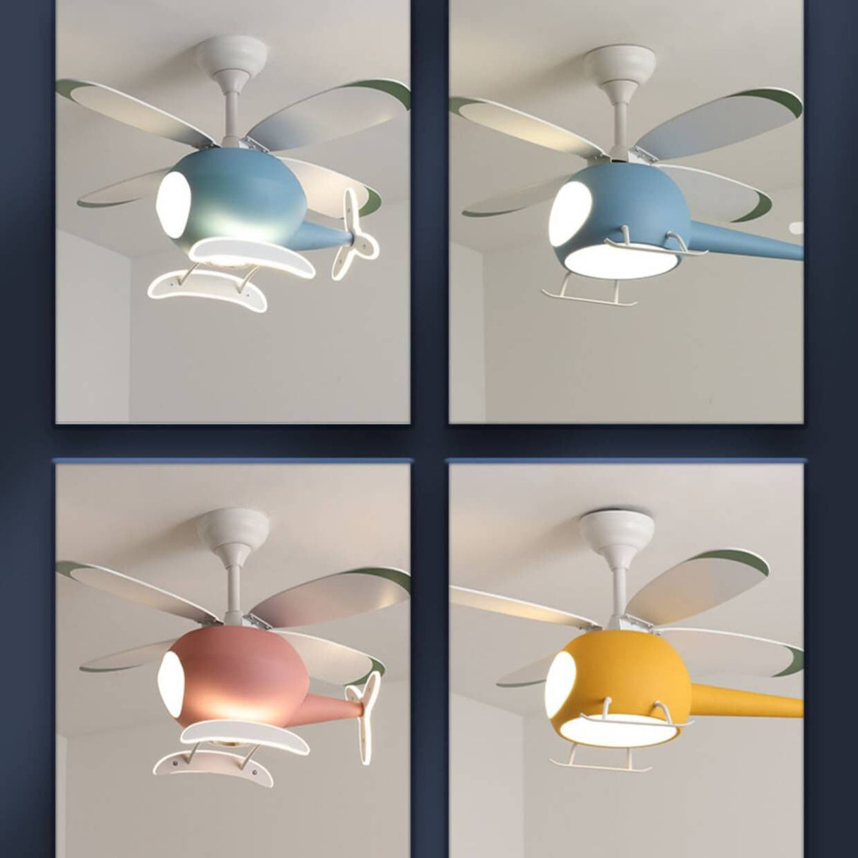 Charming Cartoon Aircraft LED Ceiling Fan Light with Downrods