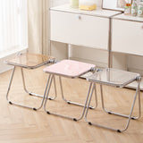 Sleek Contemporary Square End Table with Acrylic Metal Frame – Foldable for Living Room